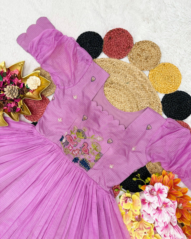 Kora Checks Cotton Maggam work gowns