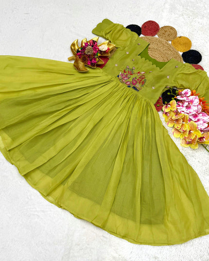 Kora Checks Cotton Maggam work gowns