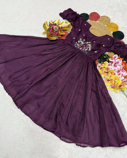 Kora Checks Cotton Maggam work gowns