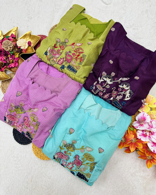 Kora Checks Cotton Maggam work gowns