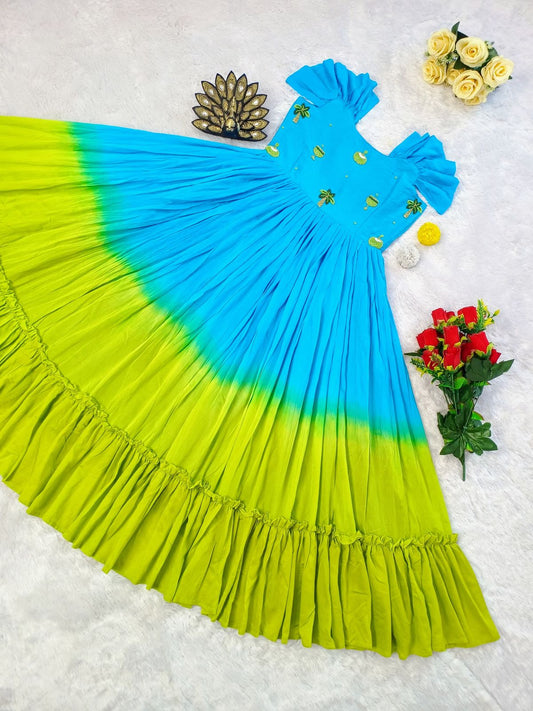 Duel shade Machine work gowns /midi