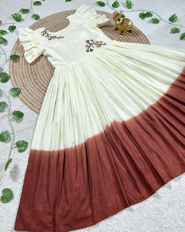 Mull mull maggam work gowns