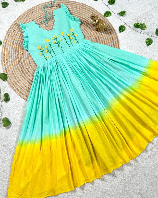 Mull mull maggam work gowns