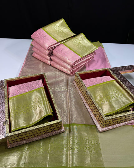 Premium semi-kanchi soft brocade jaal weaving saree