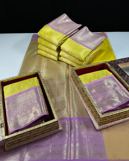 Premium semi-kanchi soft brocade jaal weaving saree