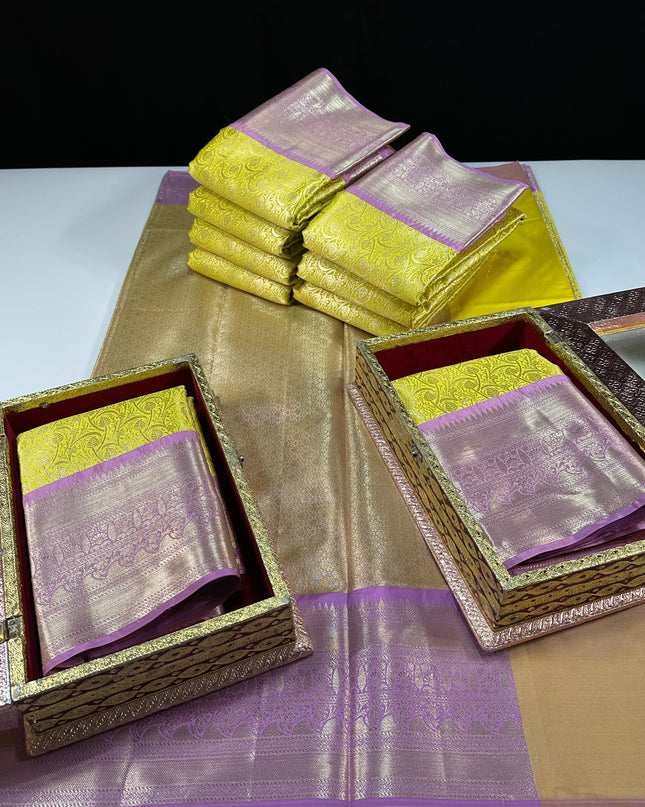 Premium semi-kanchi soft brocade jaal weaving saree