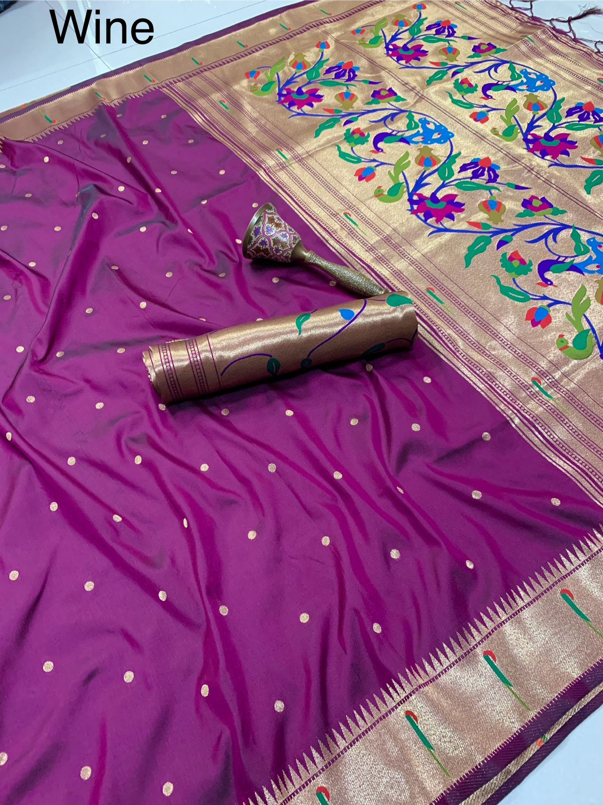 PURE SOFT GOLD ZARI SOFT SILK PAITHANI SAREES