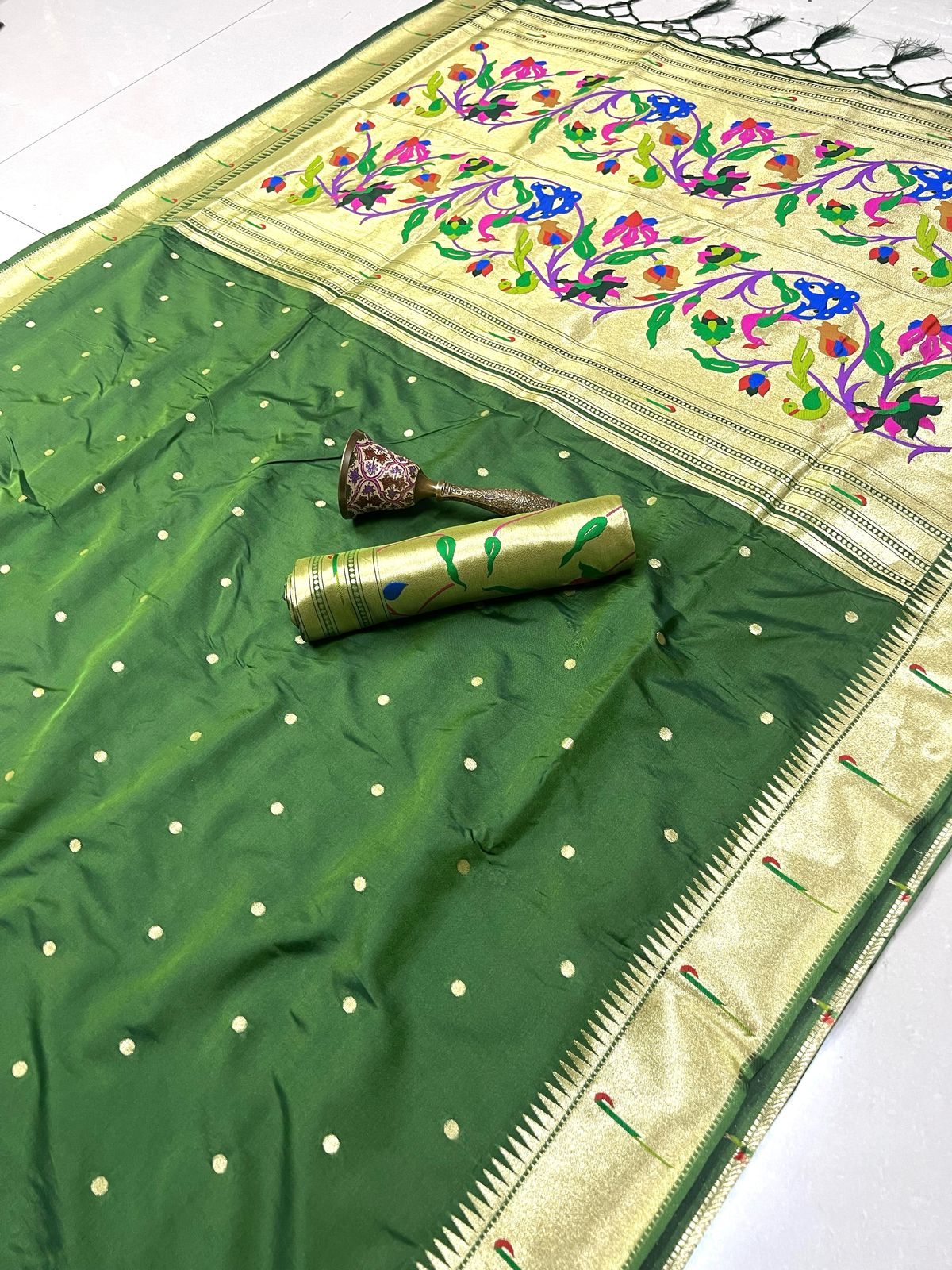 PURE SOFT GOLD ZARI SOFT SILK PAITHANI SAREES