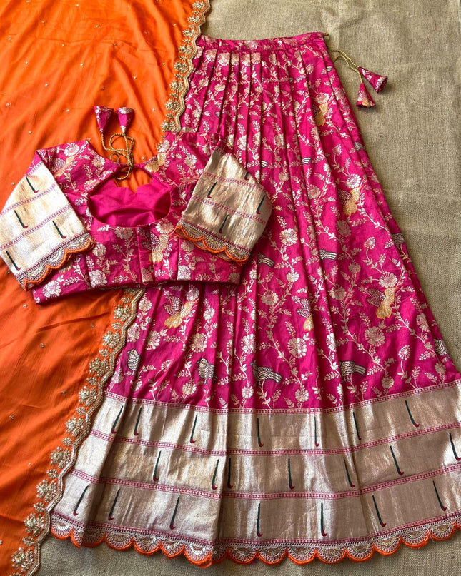 Flower Concept with Muniya paithani border fully stitched lehengas