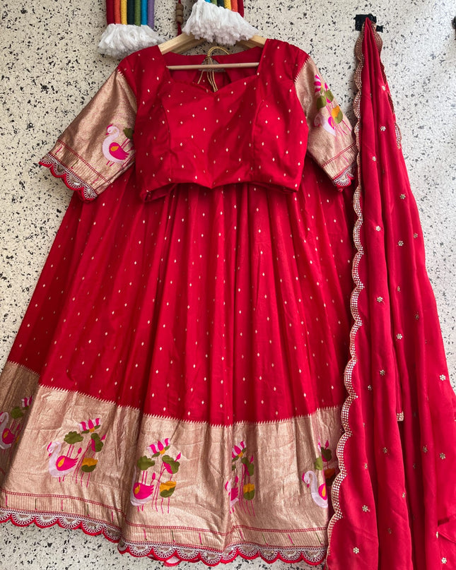 Viscose Dola  Silk With Embroidery Cut Work Lace Lehengha