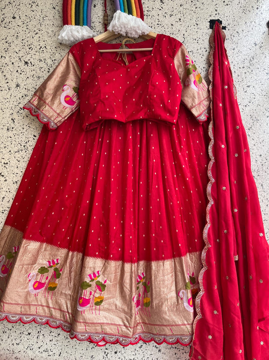 Viscose Dola  Silk With Embroidery Cut Work Lace Lehengha