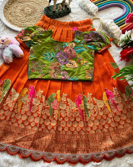Kids Lehenga Made From Viscose Tissue Silk