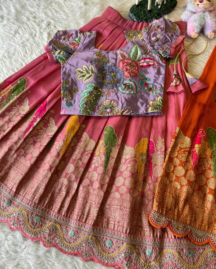 Kids Lehenga Made From Viscose Tissue Silk