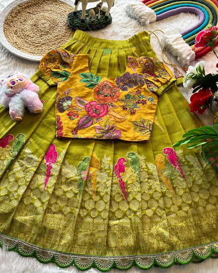 Kids Lehenga Made From Viscose Tissue Silk