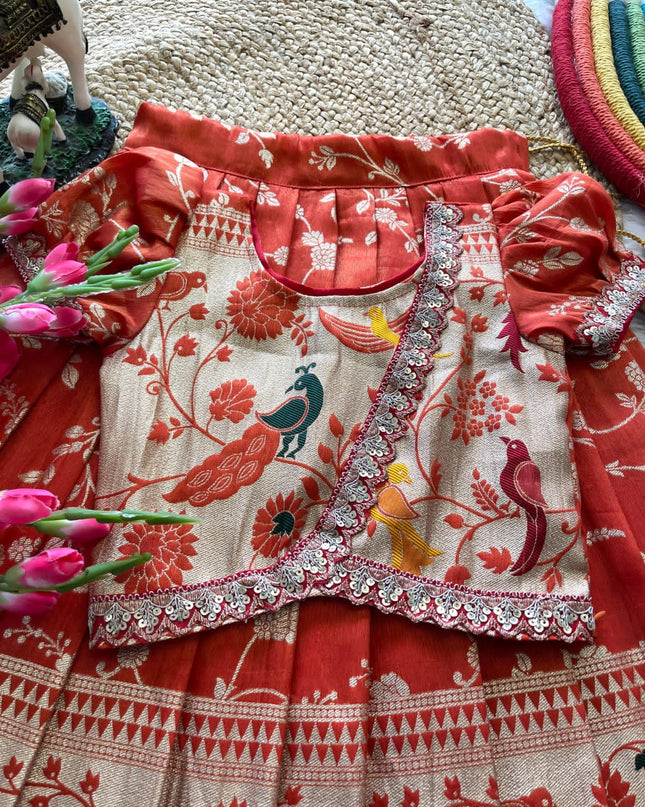 Kids Lehenga Paithani Sets For Festival