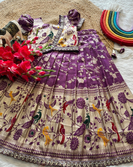 Kids Lehenga Paithani Sets For Festival