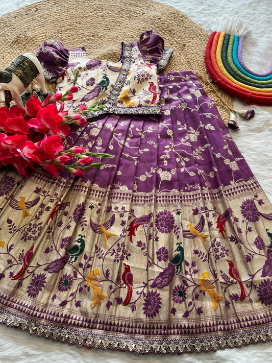 Kids Lehenga Paithani Sets For Festival