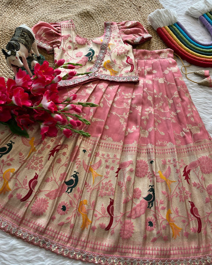 Kids Lehenga Paithani Sets For Festival