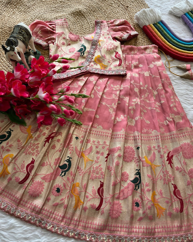 Kids Lehenga Paithani Sets For Festival