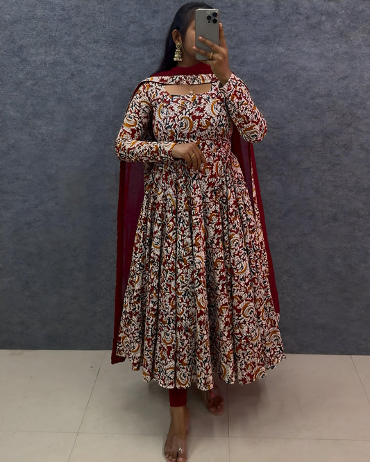 pure cotton kalamkari block print gown