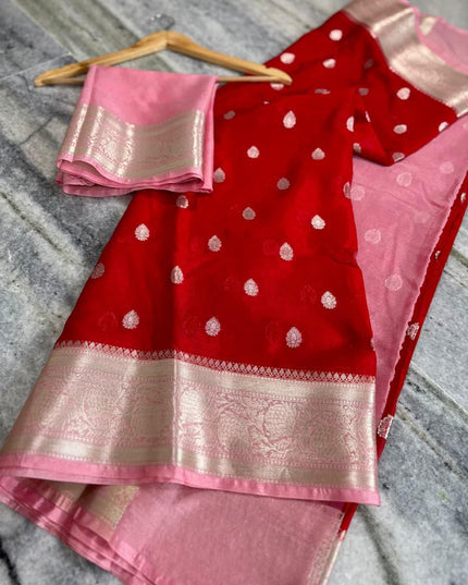 Bnarasi warm silk fabric  Fancy trending contrast border Sarees