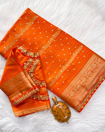 NEW PREMIUM HEAVY MYSORE SILK SAREE WITH STICHED BLOUSE