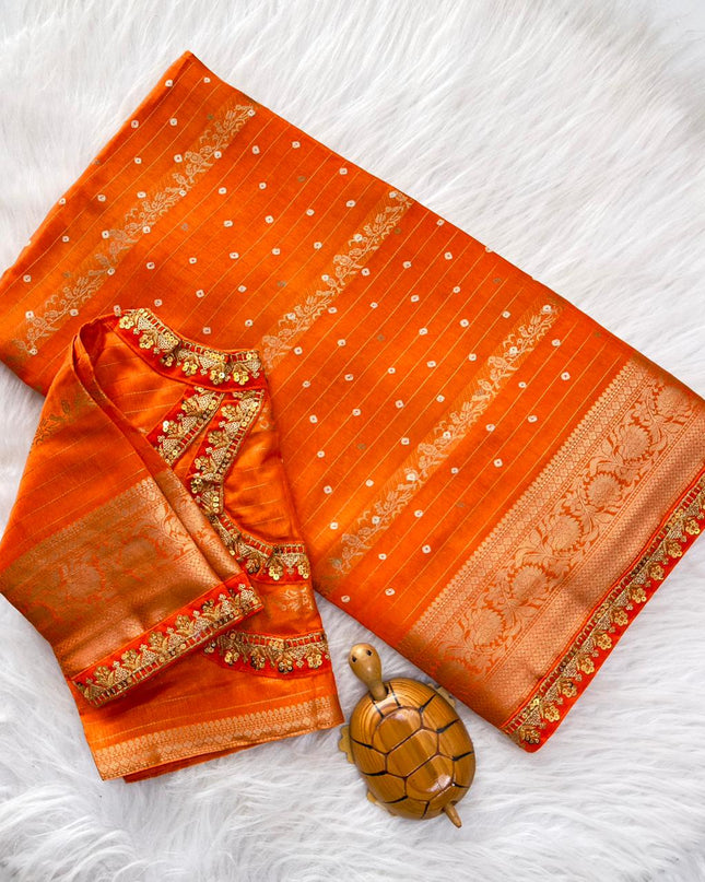NEW PREMIUM HEAVY MYSORE SILK SAREE WITH STICHED BLOUSE