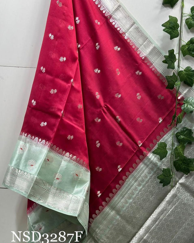 Banarasi handloom row mango silk dyble fabric Sarees