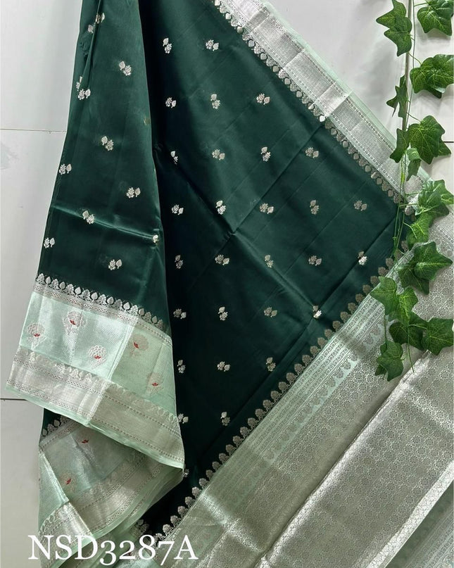 Banarasi handloom row mango silk dyble fabric Sarees