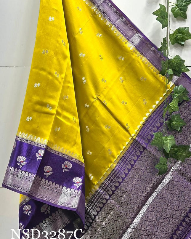 Banarasi handloom row mango silk dyble fabric Sarees