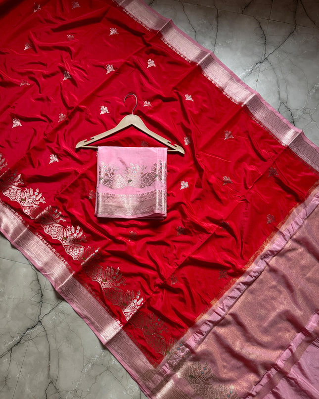 Banarasi handloom row mango silk dyble fabric Sarees