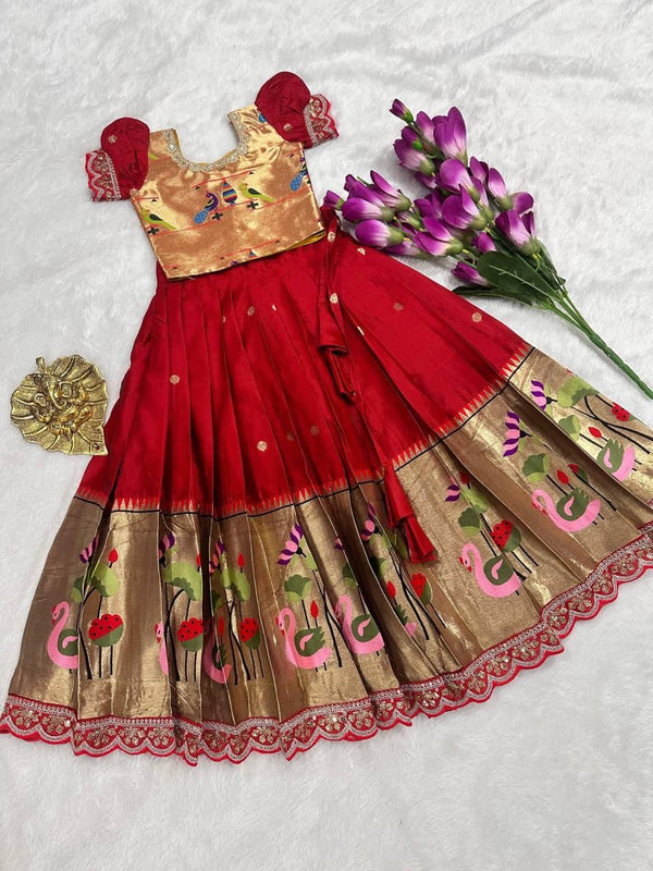 Full Stitched Heavy Paithani Kids Lehenga