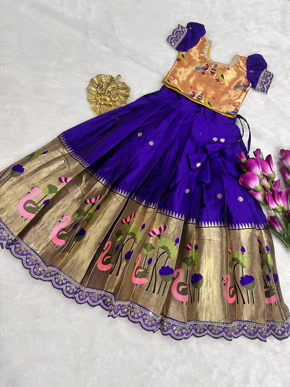 Full Stitched Heavy Paithani Kids Lehenga