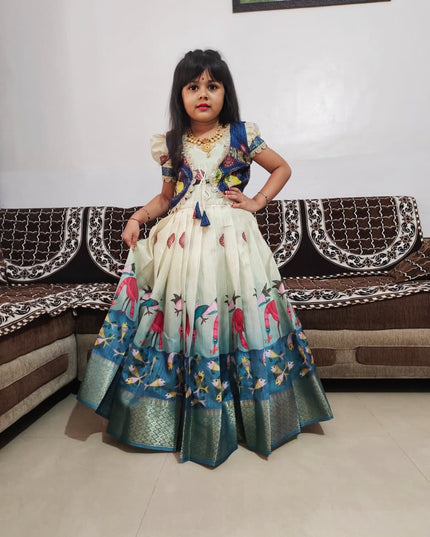 full stiched & pure silk zari line all body with  kalamkari design jacket