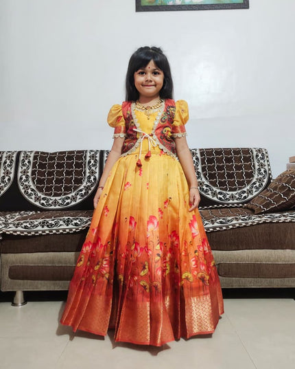 full stiched & pure silk zari line all body with  kalamkari design jacket