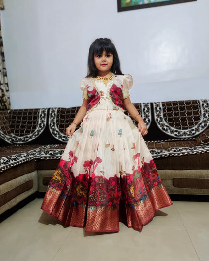 full stiched & pure silk zari line all body with  kalamkari design jacket