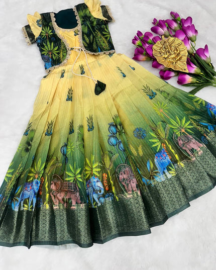 full stiched & pure silk zari line all body with  kalamkari design jacket