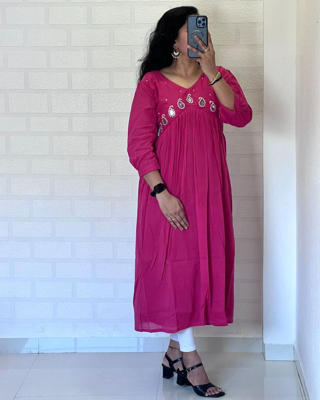 Pure Soft Mul Cotton Maggam work Kurti Collection