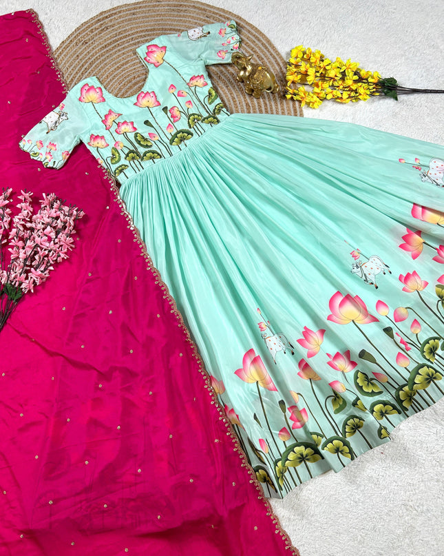 Lotus Gown And  Dupatta