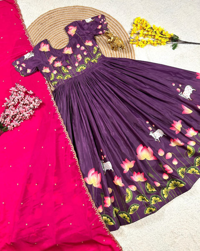 Lotus Gown And  Dupatta