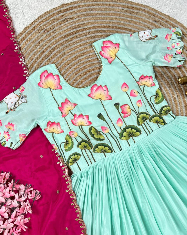 Lotus Gown And  Dupatta