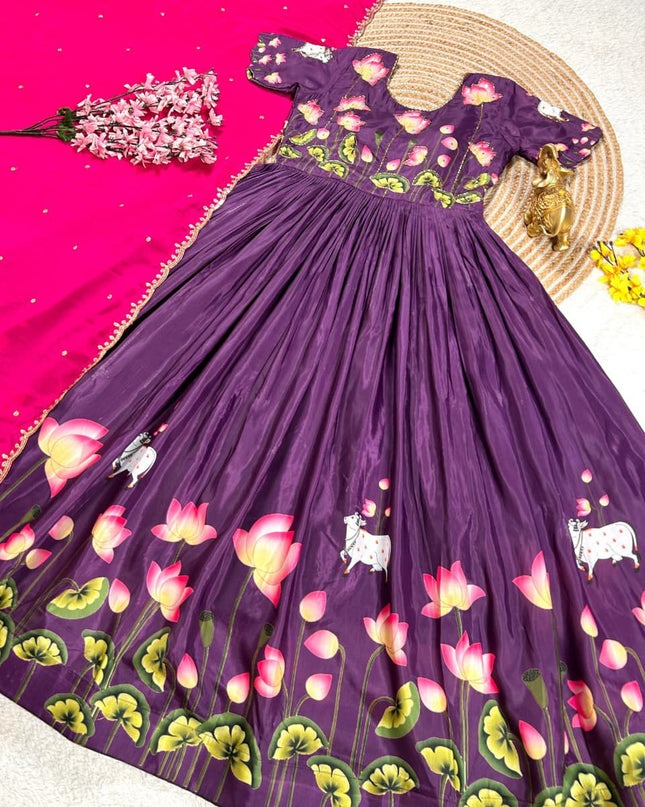 Lotus Gown And  Dupatta