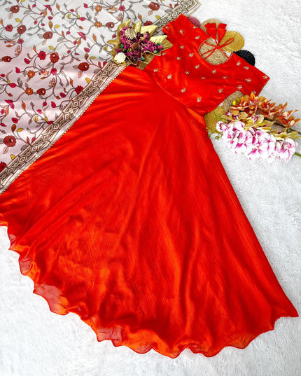 Beautiful Maggam Work Gown With Sequins Embroidery Dupatta