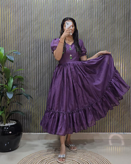 Designer Premium Kota Check Silk  Gown