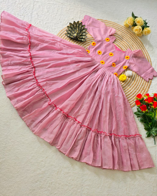 Designer Premium Kota Check Silk  Gown