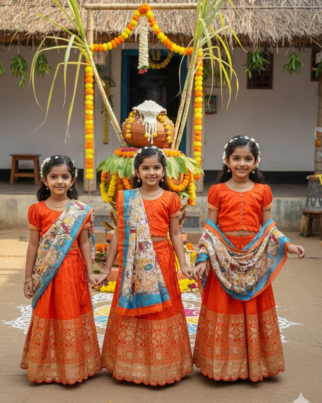Kalamkari Kids Half-saree