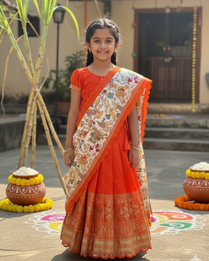 Kalamkari Kids Half-saree