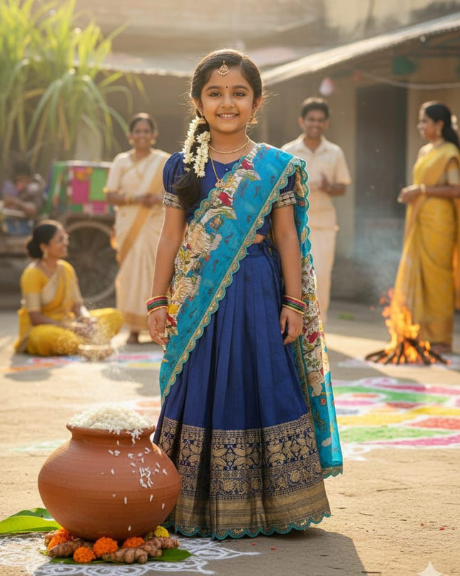 Kalamkari Kids Half-saree