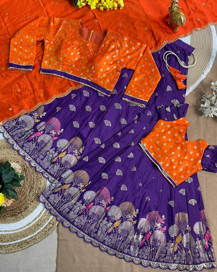 Pongal Mother-daughter Duo💜🩵🧡💚