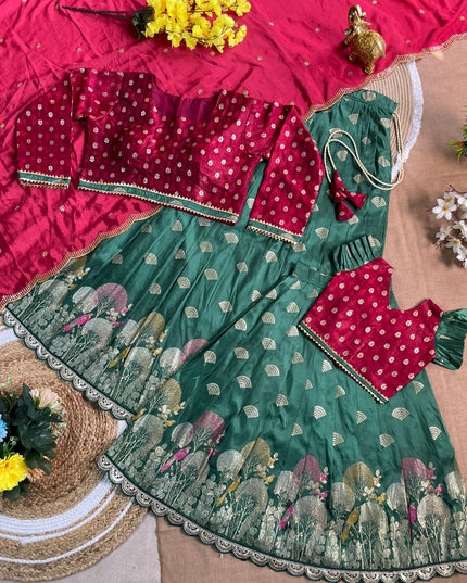 Pongal Mother-daughter Duo💜🩵🧡💚